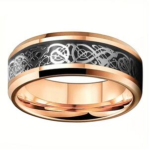 Rose Gold and Black Men's Celtic Ring